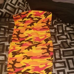 Orange camo mini dress